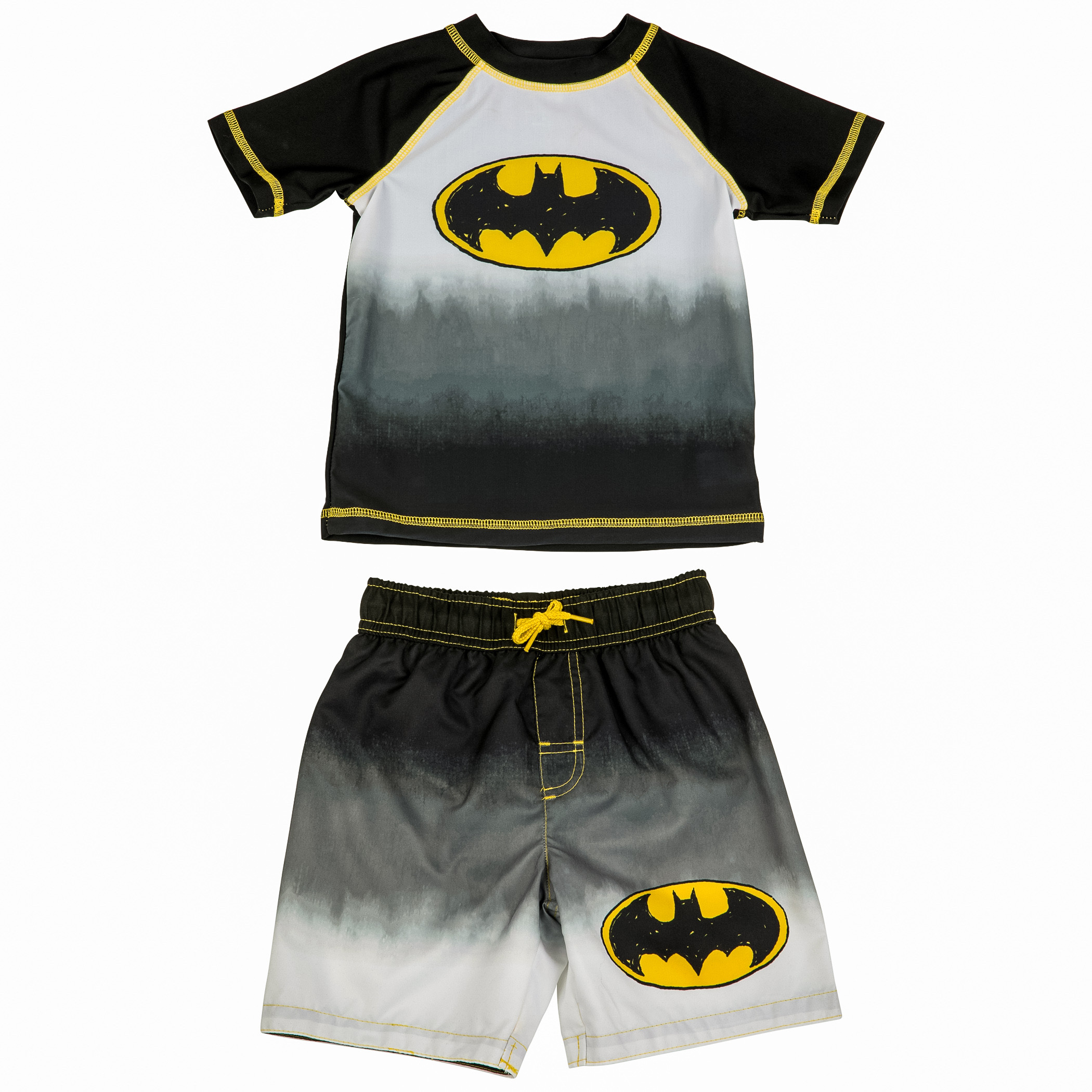 Batman Logo Toddler Swim Shorts & Rash Guard Set